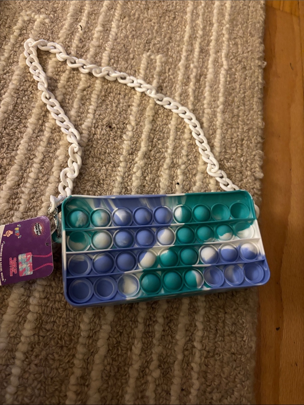 Justice Teal, Blue & White Silicone Crossbody Clutch